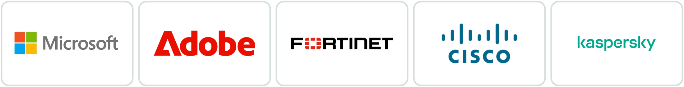 Microsoft, Adobe, Fortinet, Cisco and Kaspersky — example brands for quotation requests